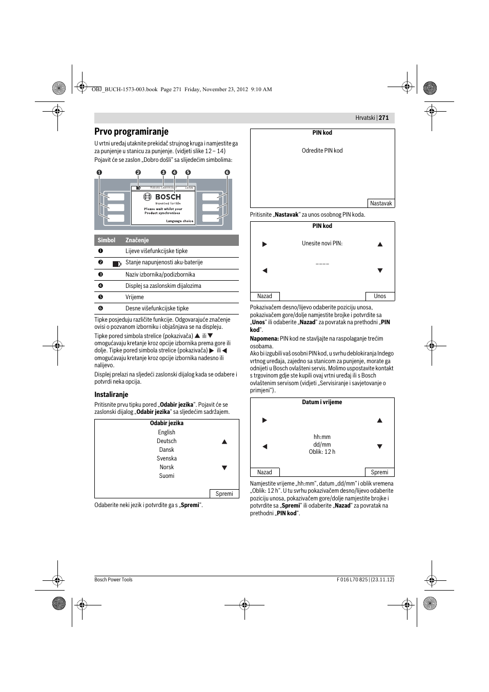 Prvo programiranje | Bosch Indego User Manual | Page 271 / 309