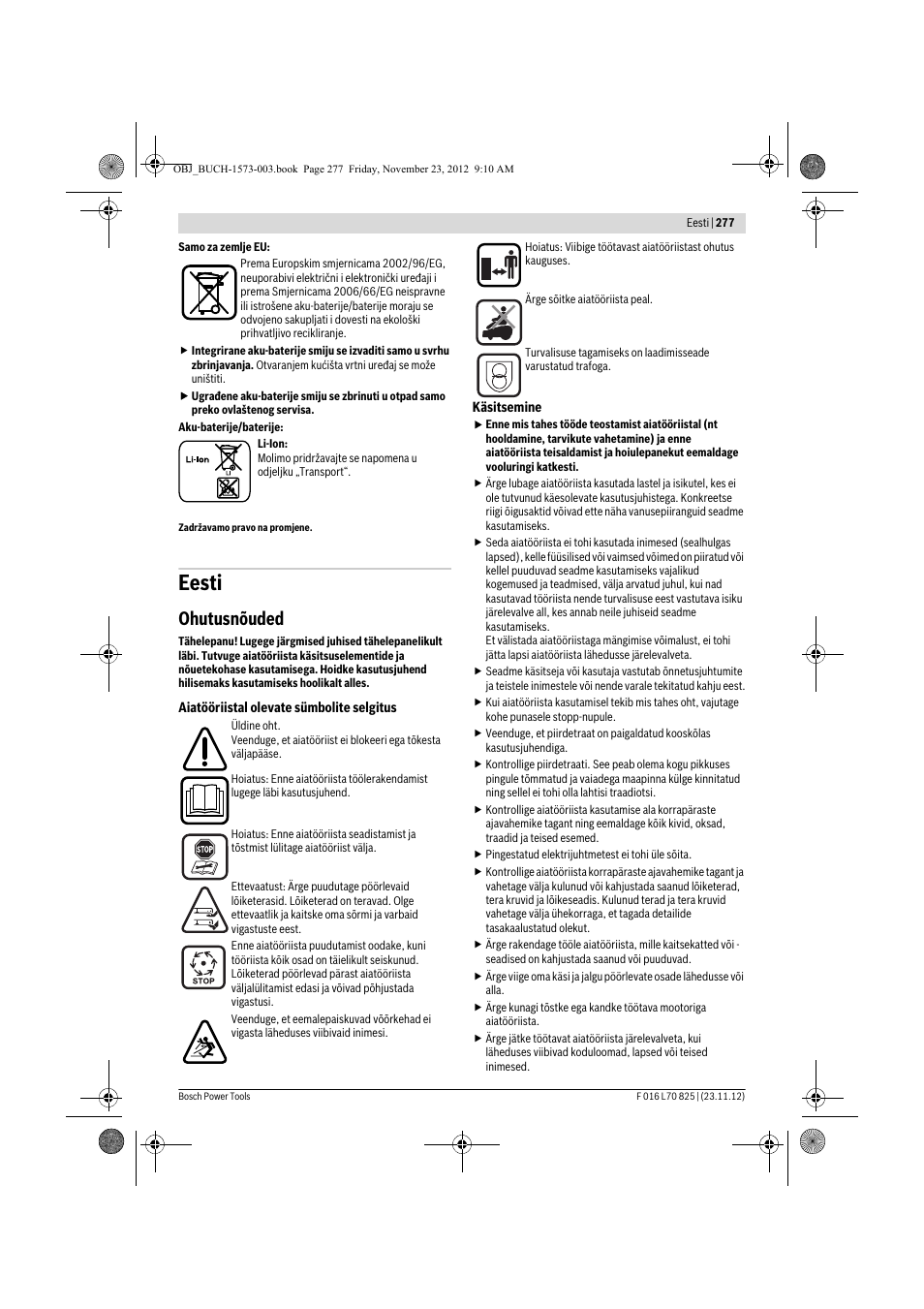 Eesti, Ohutusnõuded | Bosch Indego User Manual | Page 277 / 309