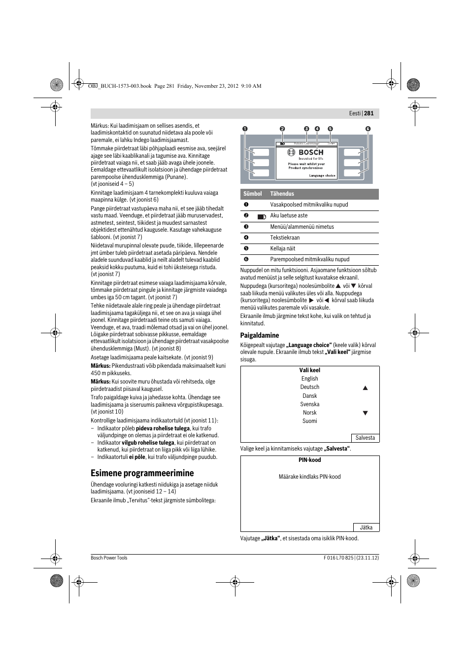 Esimene programmeerimine | Bosch Indego User Manual | Page 281 / 309