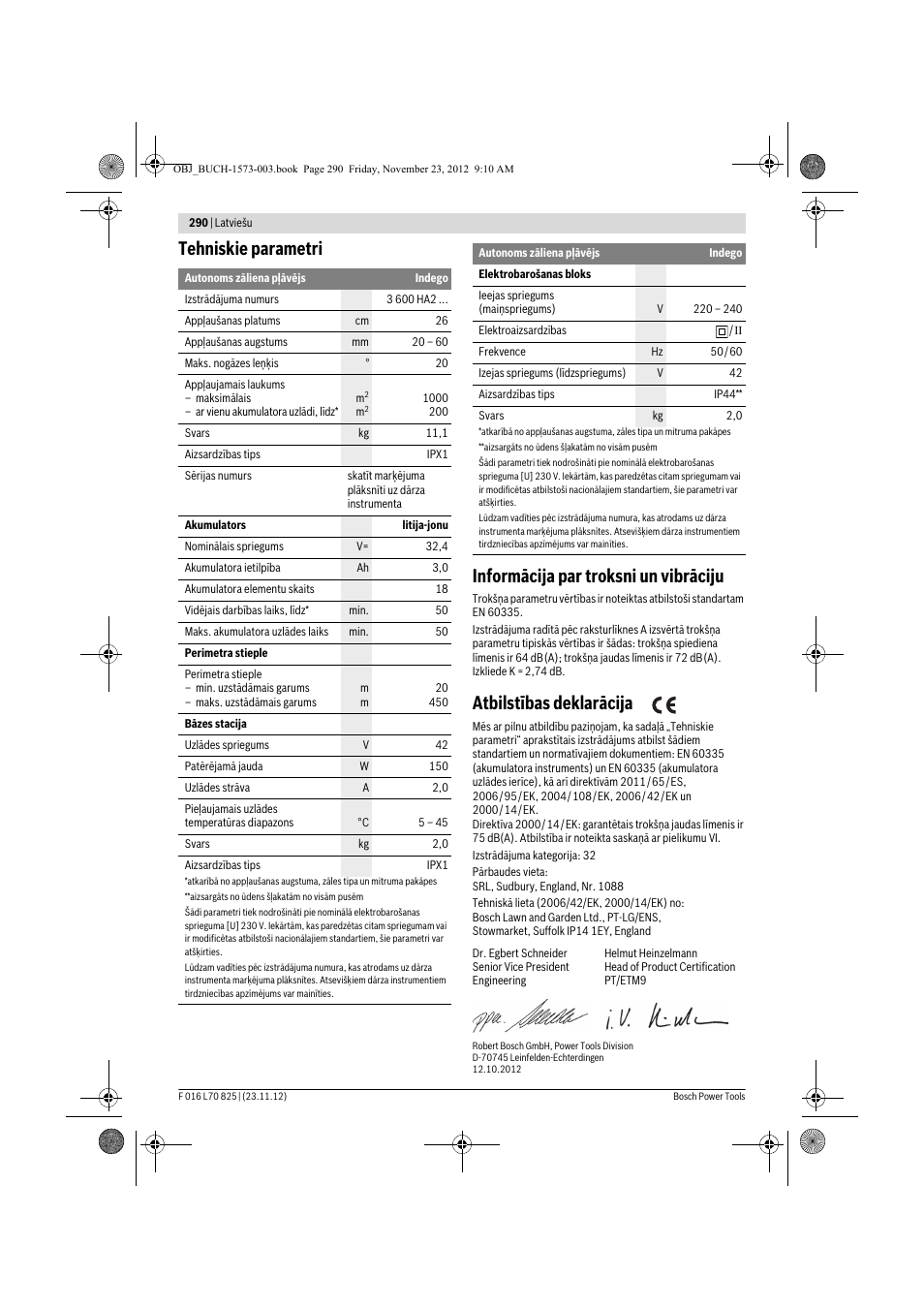 Atbilstības deklarācija | Bosch Indego User Manual | Page 290 / 309
