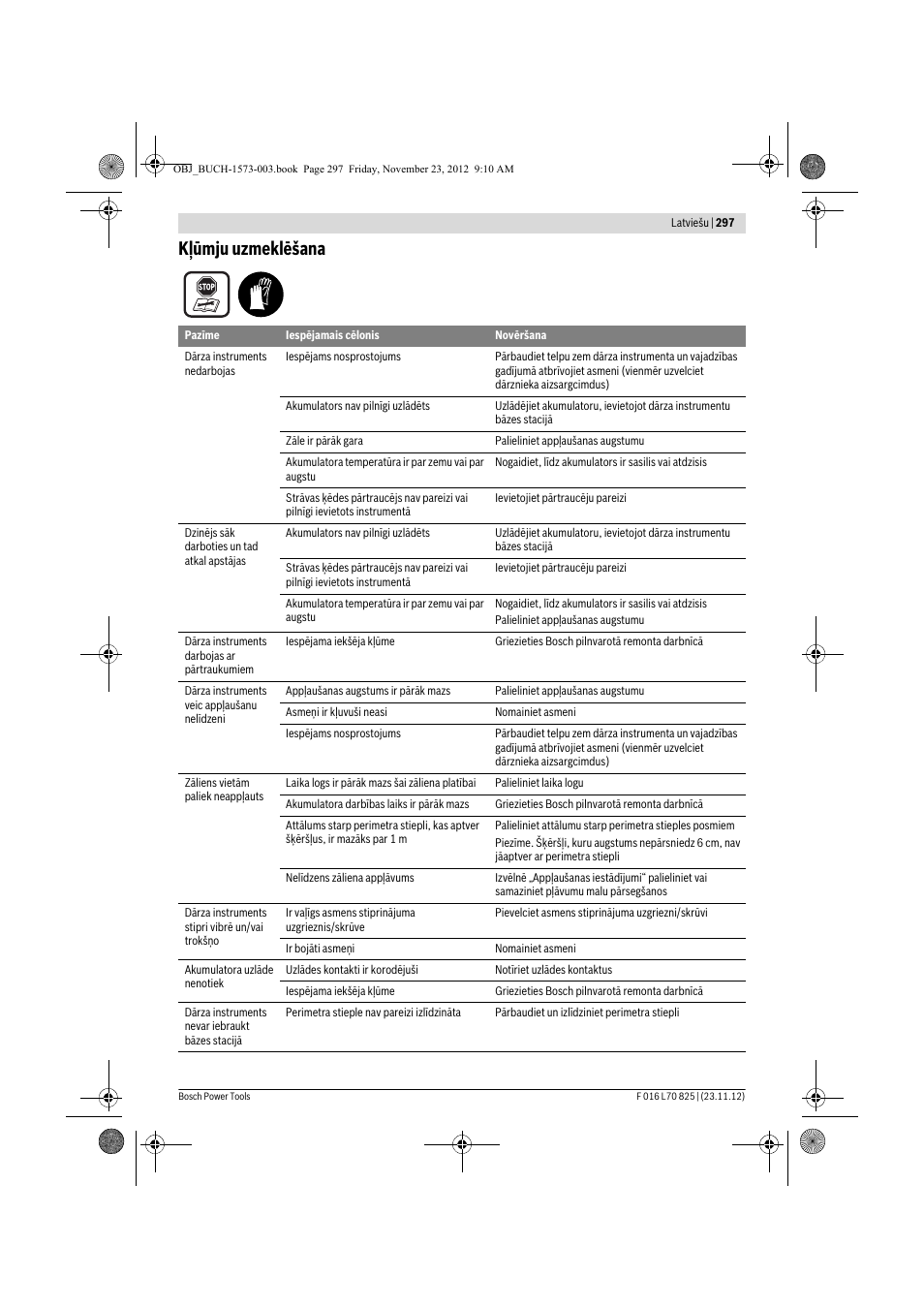Kļūmju uzmeklēšana | Bosch Indego User Manual | Page 297 / 309
