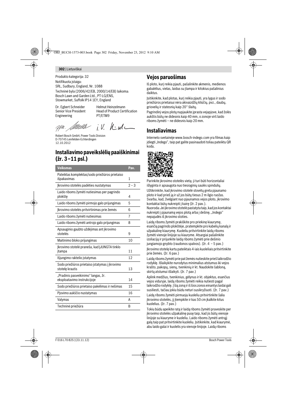 Instaliavimas | Bosch Indego User Manual | Page 302 / 309