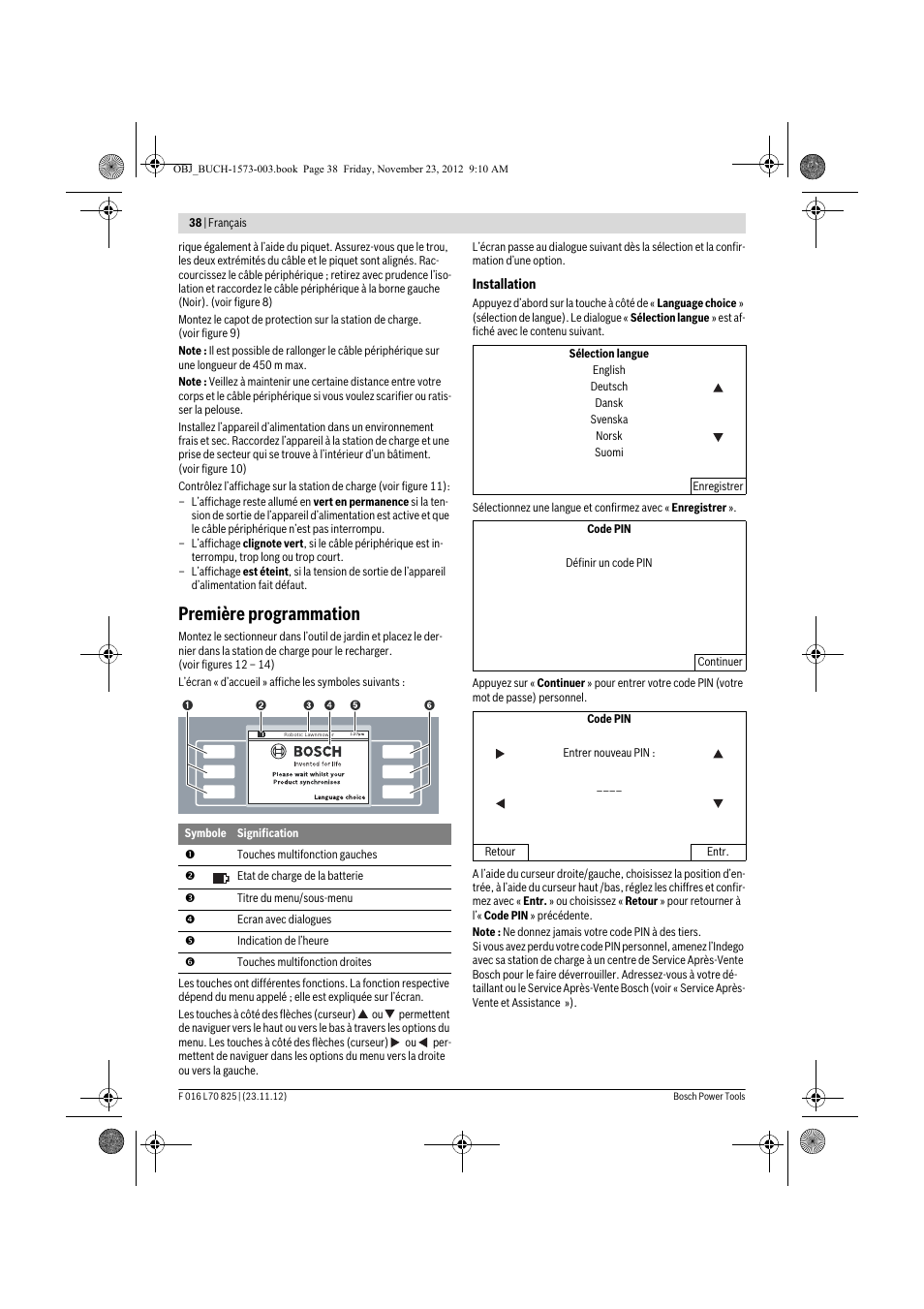 Première programmation | Bosch Indego User Manual | Page 38 / 309