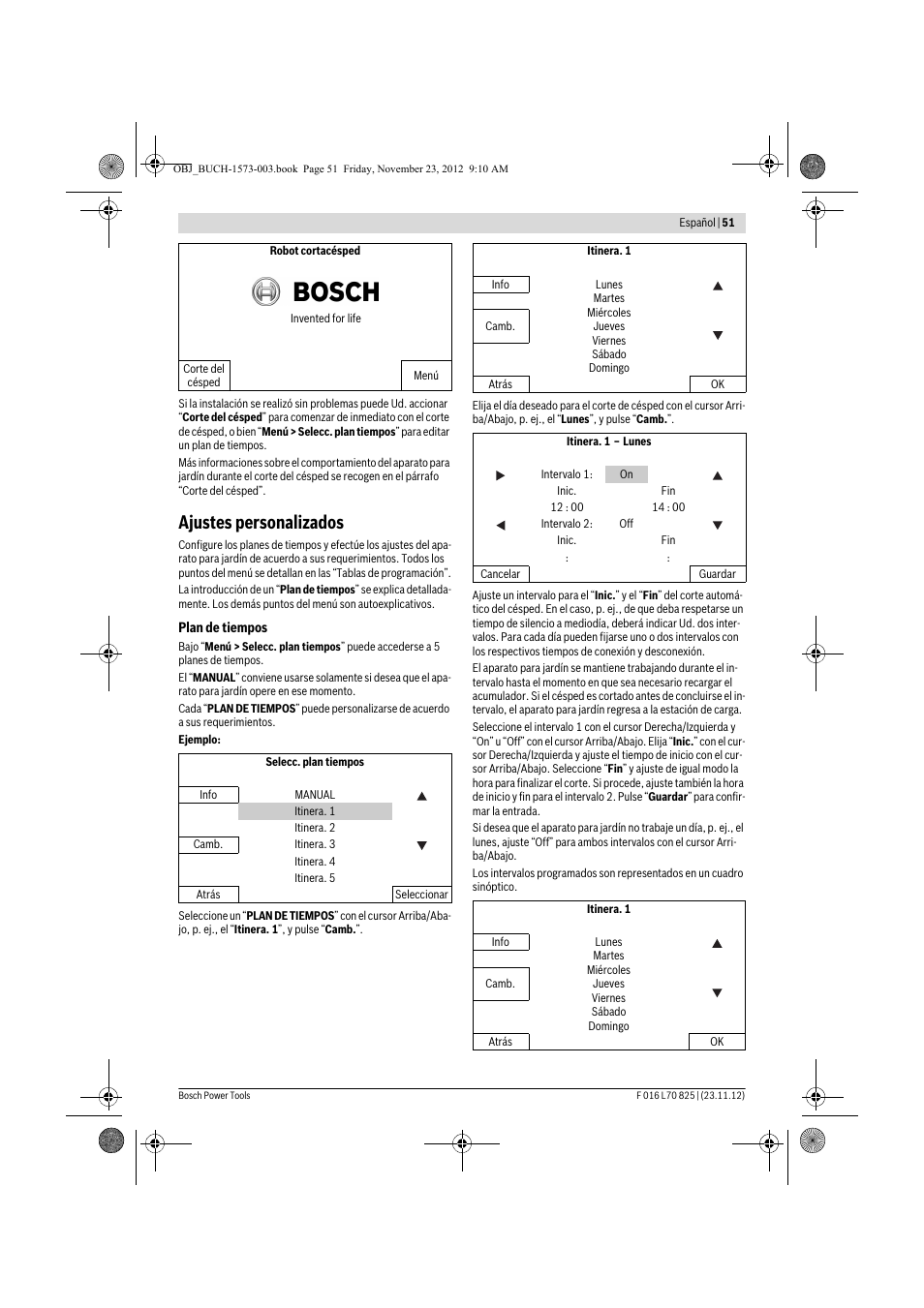 Ajustes personalizados | Bosch Indego User Manual | Page 51 / 309