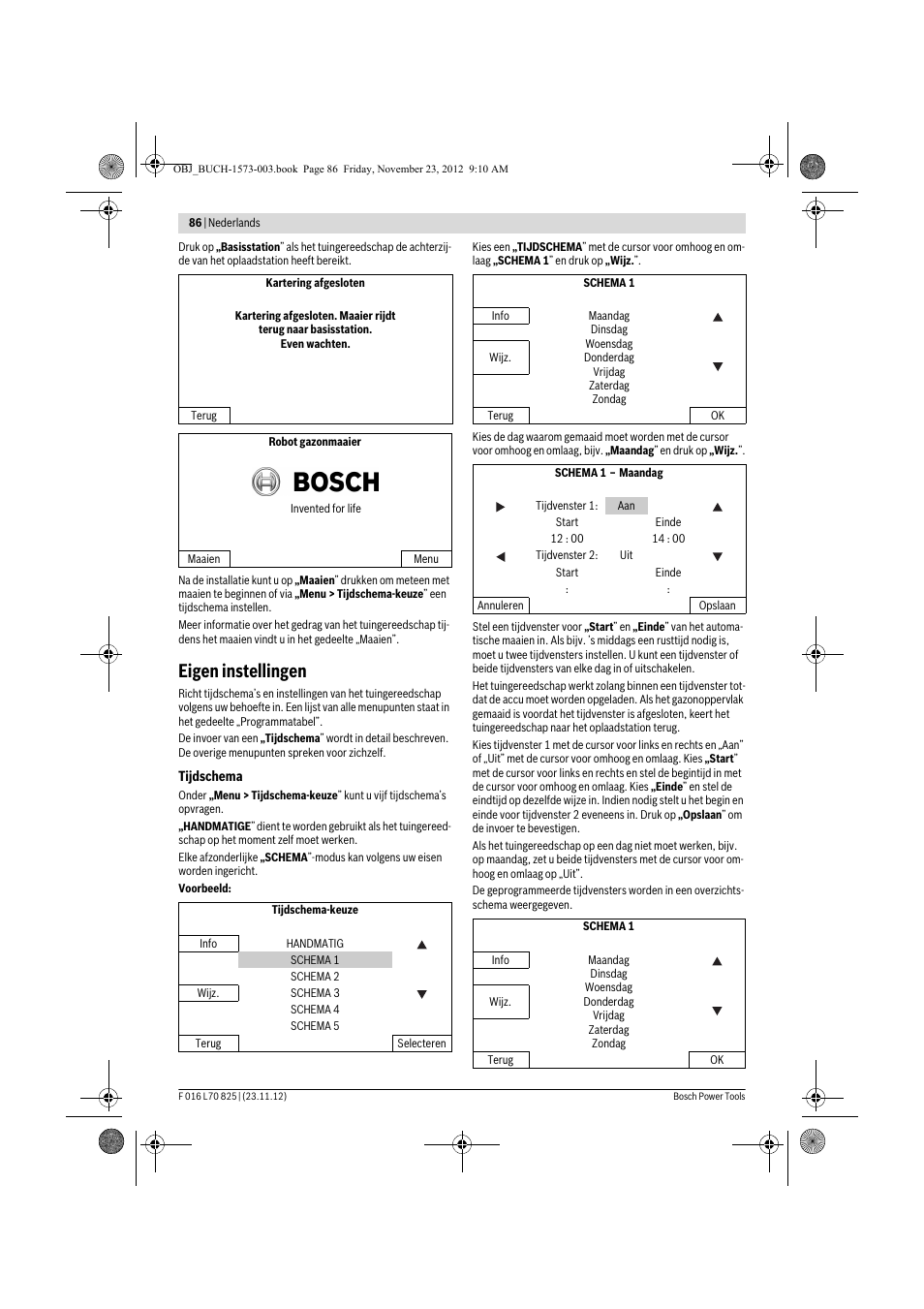 Eigen instellingen | Bosch Indego User Manual | Page 86 / 309