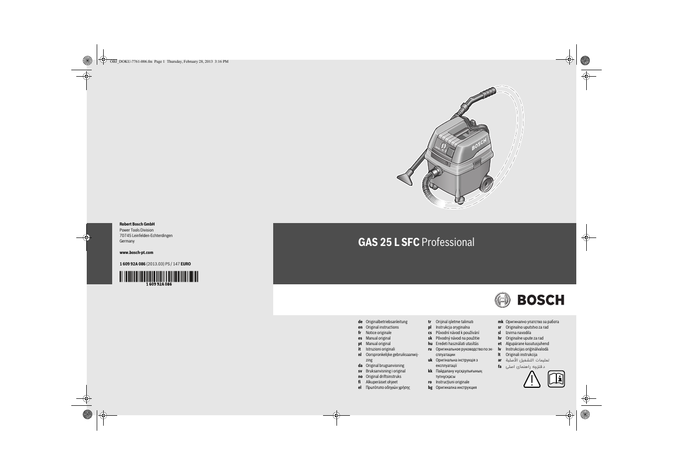 Bosch GAS 25 L SFC Professional User Manual | 146 pages