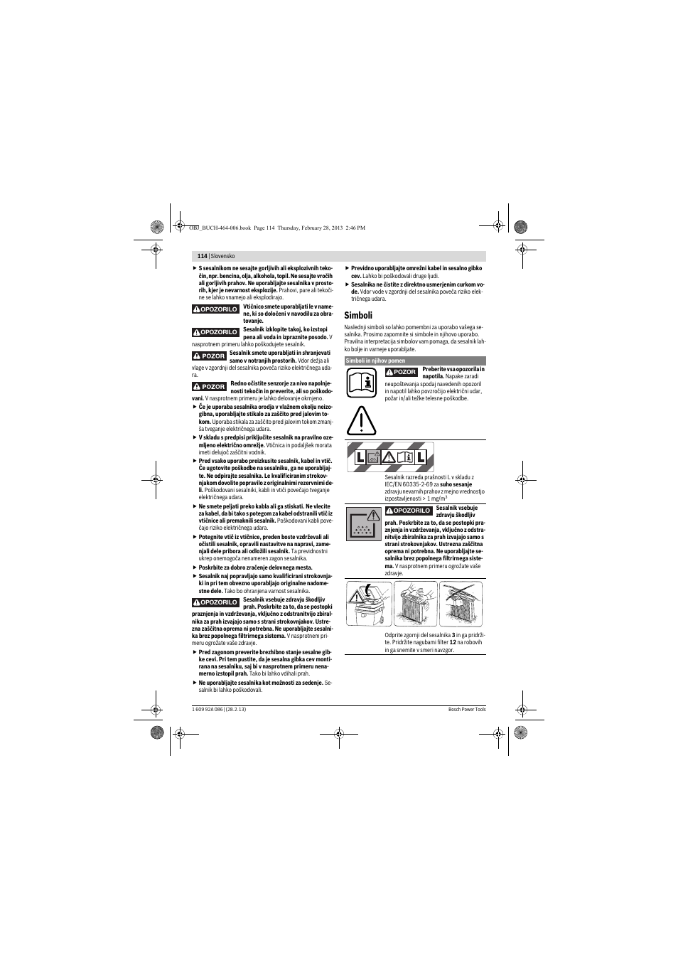 Simboli | Bosch GAS 25 L SFC Professional User Manual | Page 114 / 146