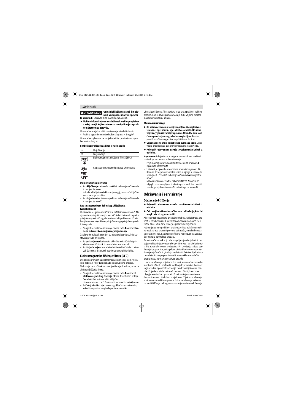 Održavanje i servisiranje | Bosch GAS 25 L SFC Professional User Manual | Page 120 / 146