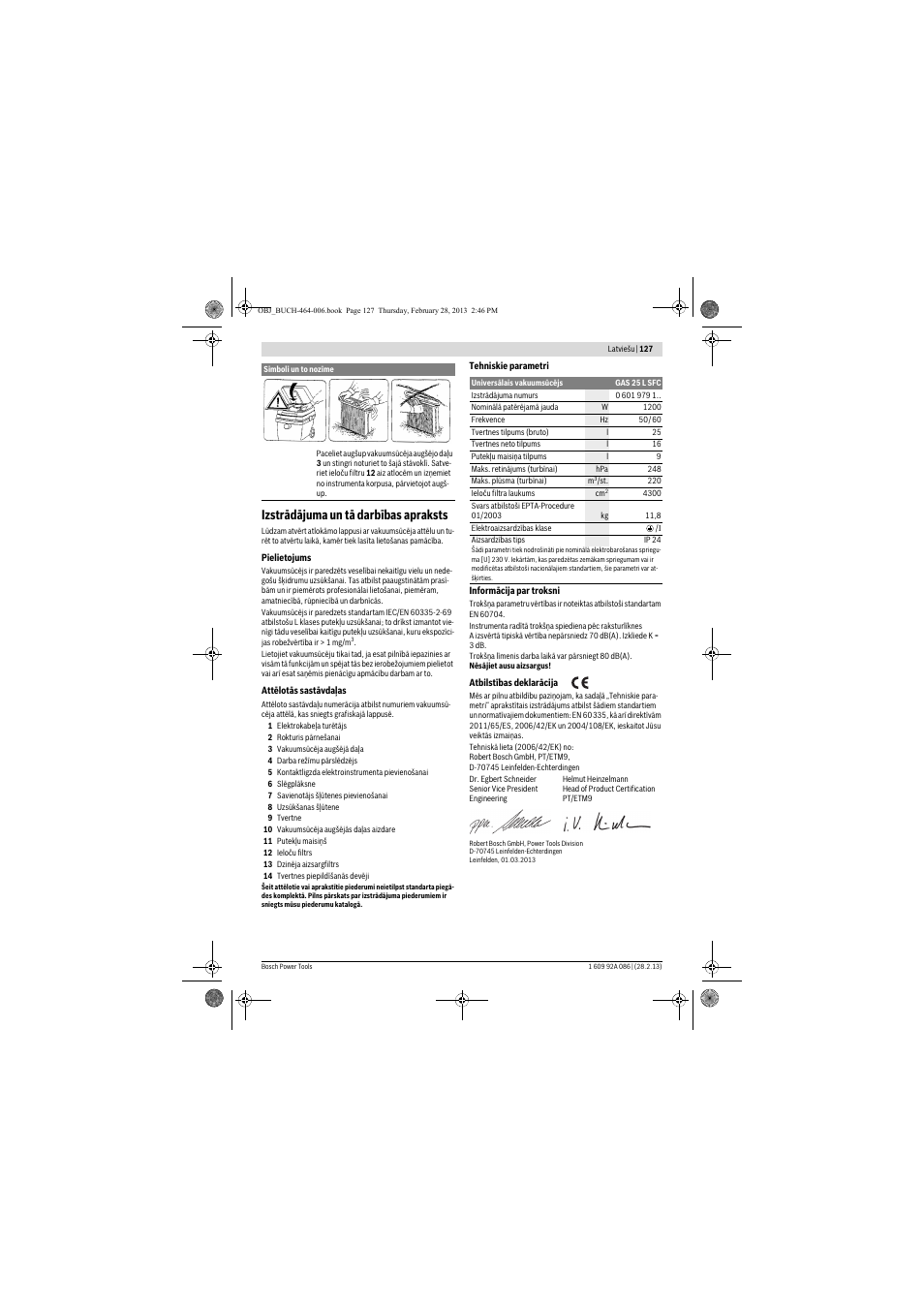 Izstrādājuma un tā darbības apraksts | Bosch GAS 25 L SFC Professional User Manual | Page 127 / 146
