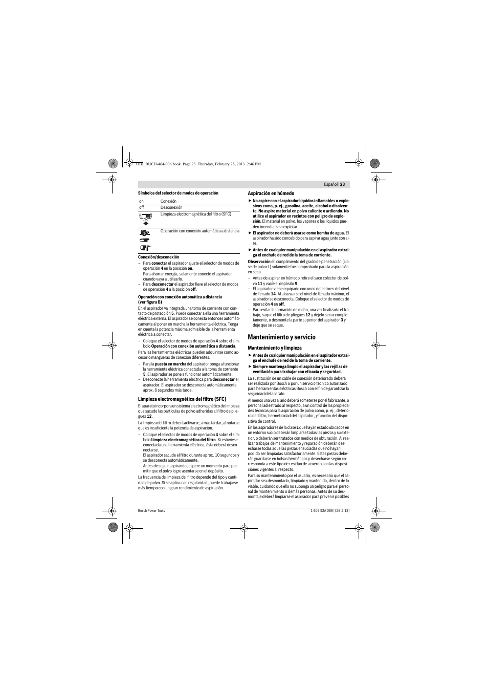 Mantenimiento y servicio | Bosch GAS 25 L SFC Professional User Manual | Page 23 / 146