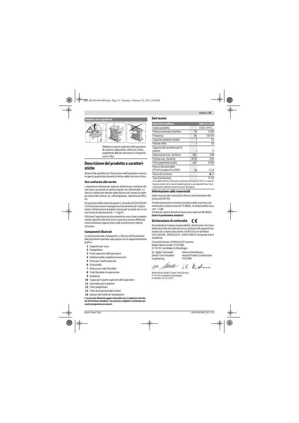 Descrizione del prodotto e caratteri- stiche | Bosch GAS 25 L SFC Professional User Manual | Page 31 / 146