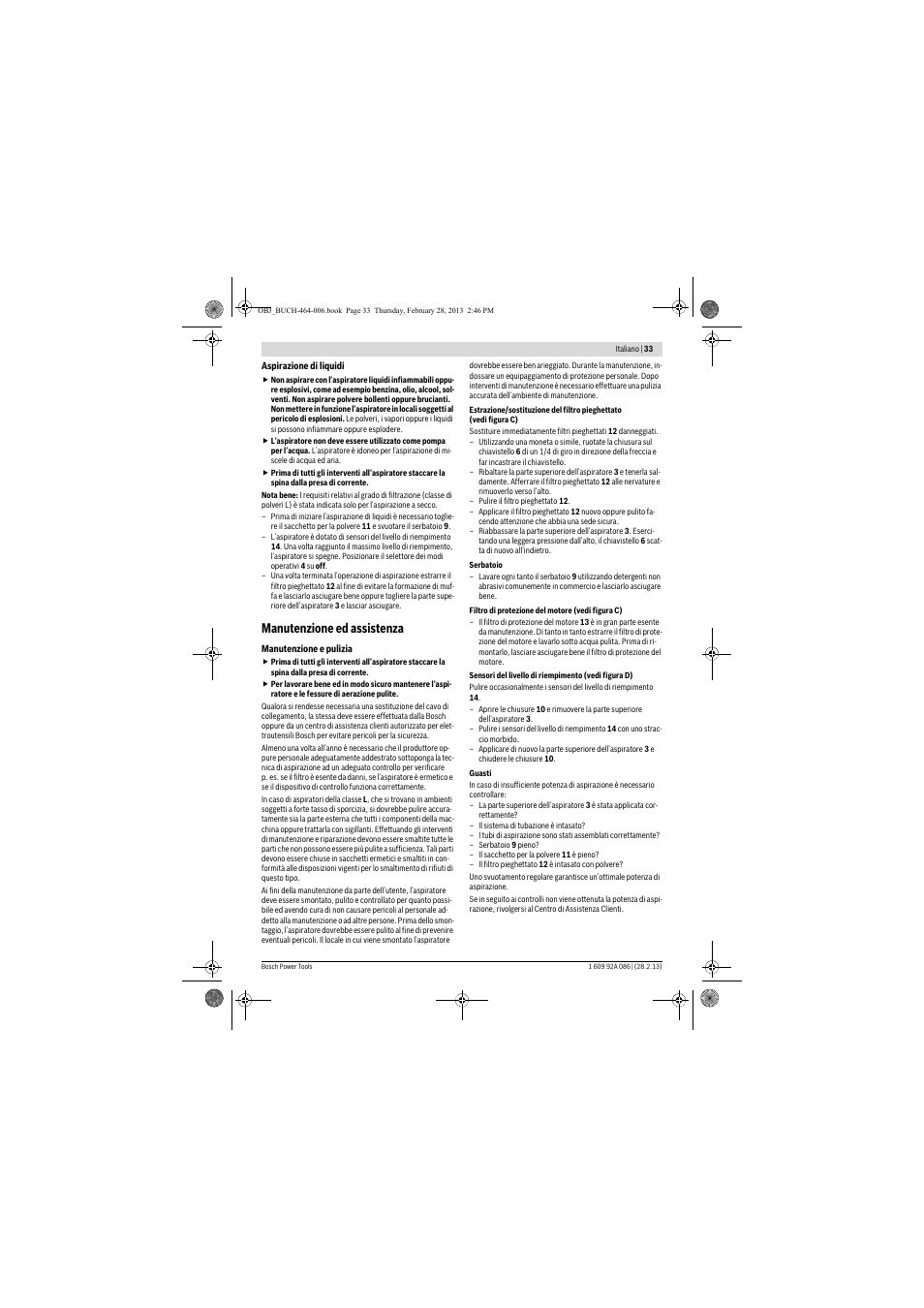 Manutenzione ed assistenza | Bosch GAS 25 L SFC Professional User Manual | Page 33 / 146