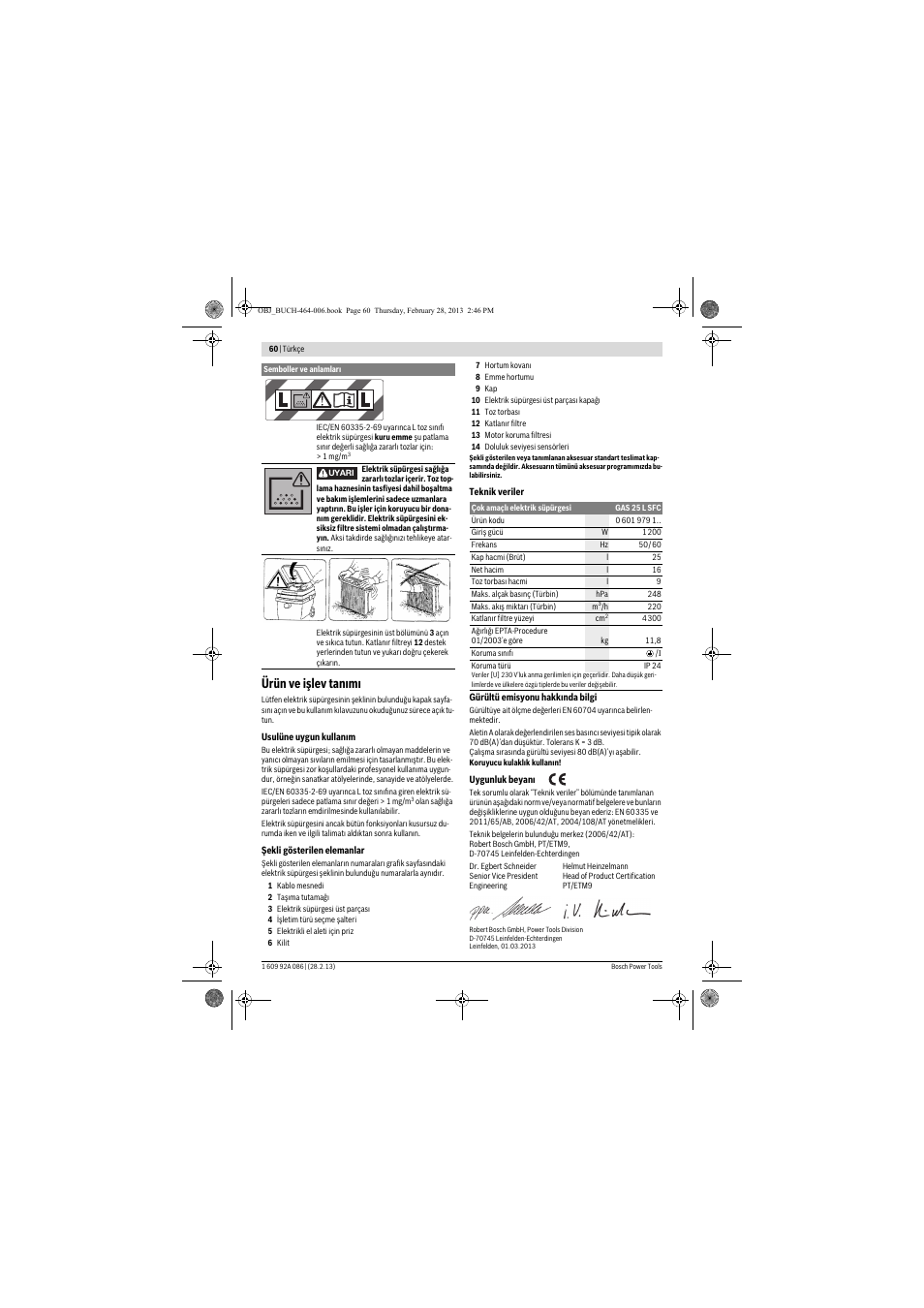Ürün ve işlev tanımı | Bosch GAS 25 L SFC Professional User Manual | Page 60 / 146