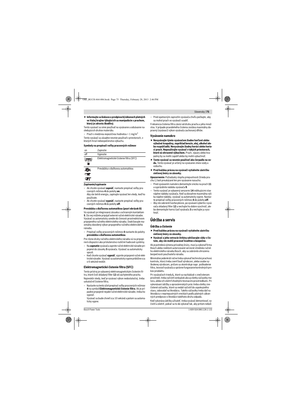 Údržba a servis | Bosch GAS 25 L SFC Professional User Manual | Page 75 / 146