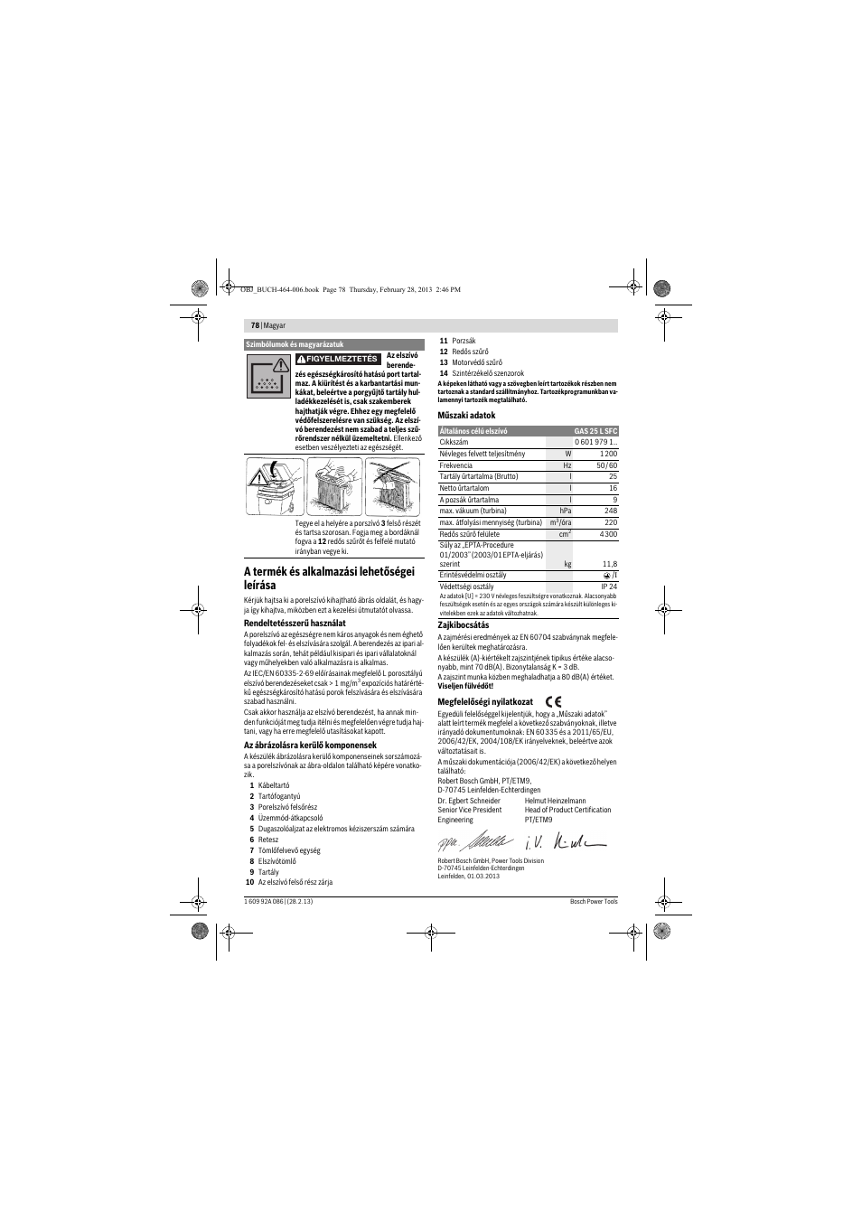 A termék és alkalmazási lehetőségei leírása | Bosch GAS 25 L SFC Professional User Manual | Page 78 / 146