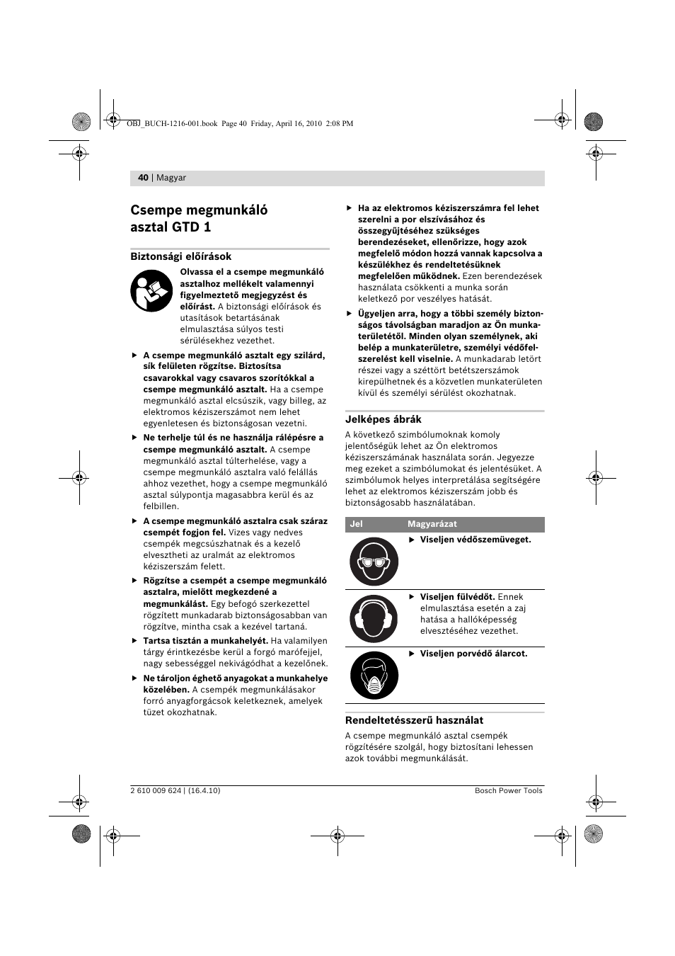 Csempe megmunkáló asztal gtd 1 | Bosch GTD 1 Professional User Manual | Page 40 / 65