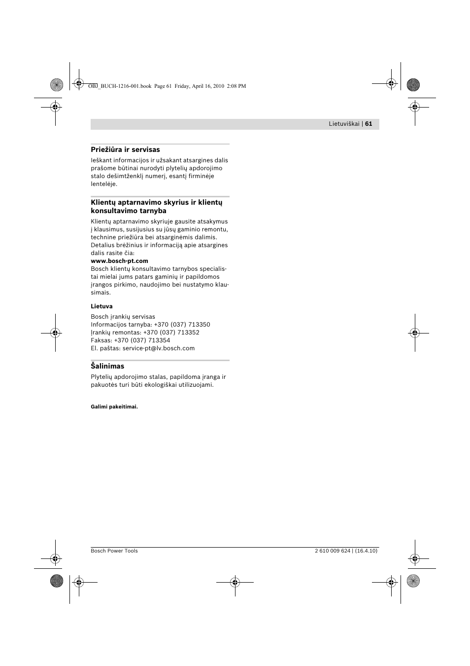 Bosch GTD 1 Professional User Manual | Page 61 / 65