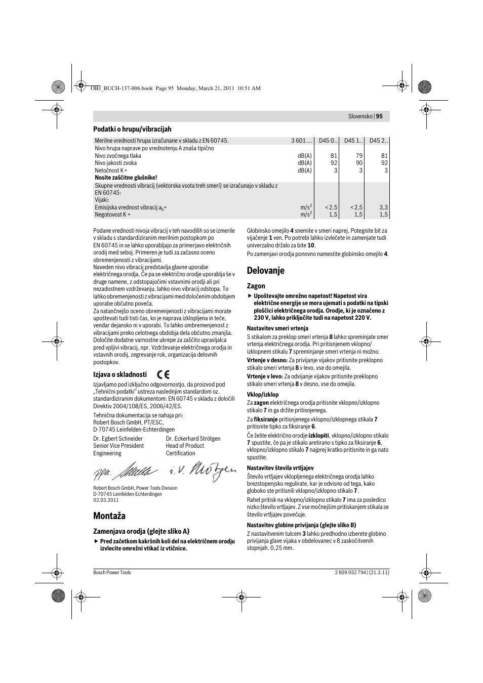 Montaža, Delovanje | Bosch GSR 6-60 TE Professional User Manual | Page 95 / 119