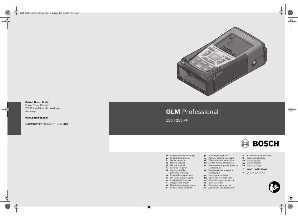 Bosch GLM 150 Professional User Manual | 440 pages