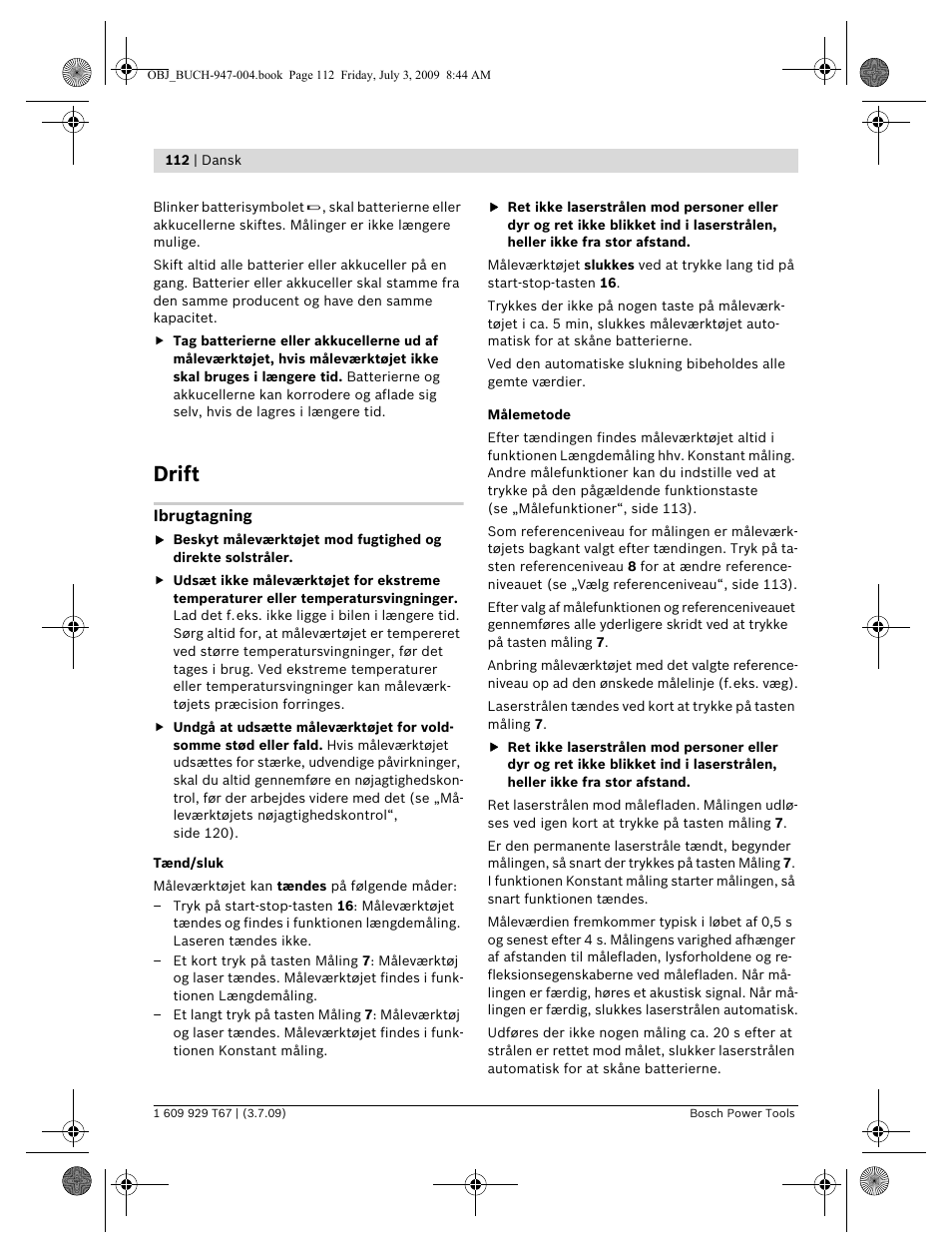 Drift | Bosch GLM 150 Professional User Manual | Page 112 / 440