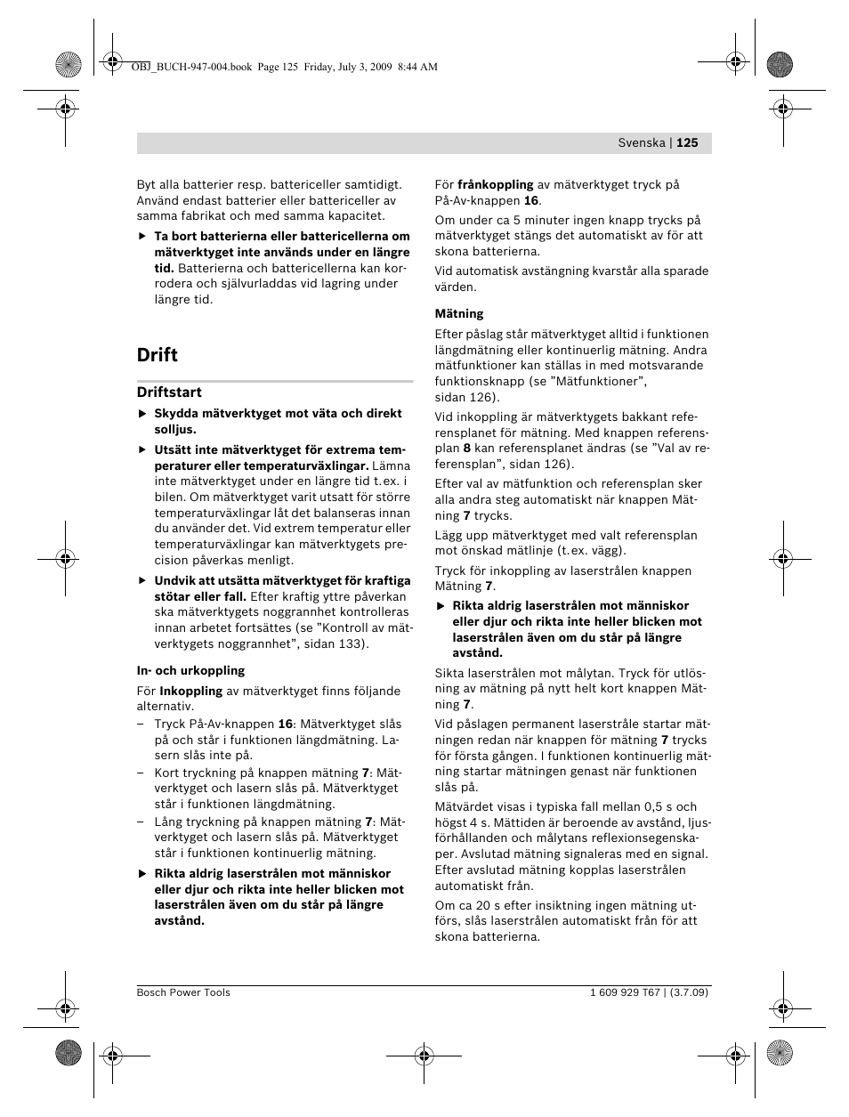 Drift | Bosch GLM 150 Professional User Manual | Page 125 / 440