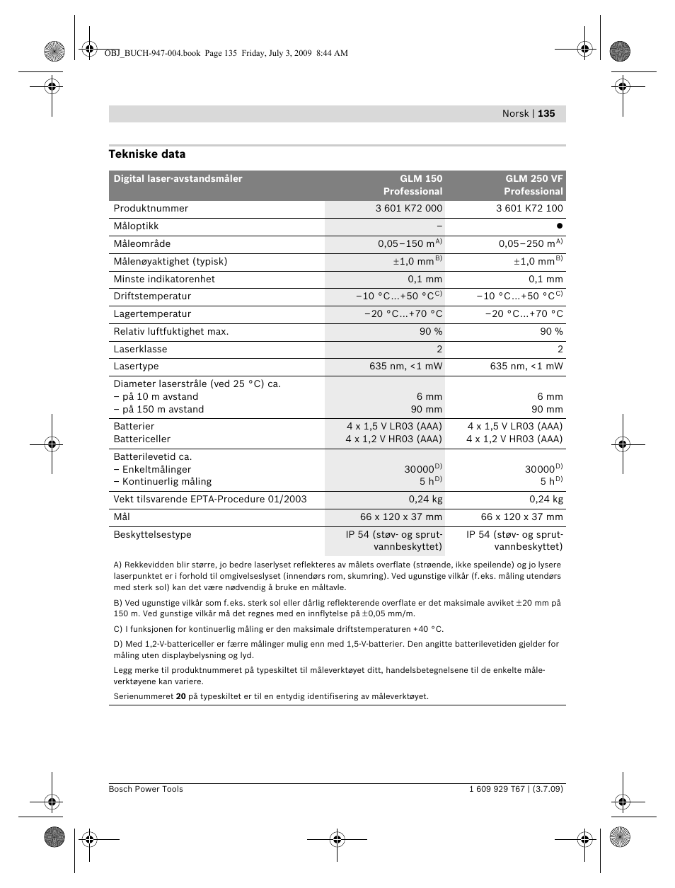 Bosch GLM 150 Professional User Manual | Page 135 / 440