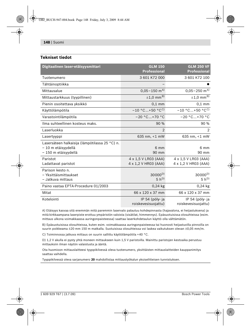 Bosch GLM 150 Professional User Manual | Page 148 / 440