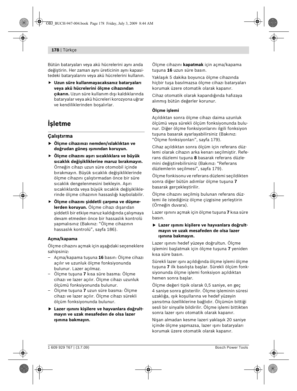 Işletme | Bosch GLM 150 Professional User Manual | Page 178 / 440