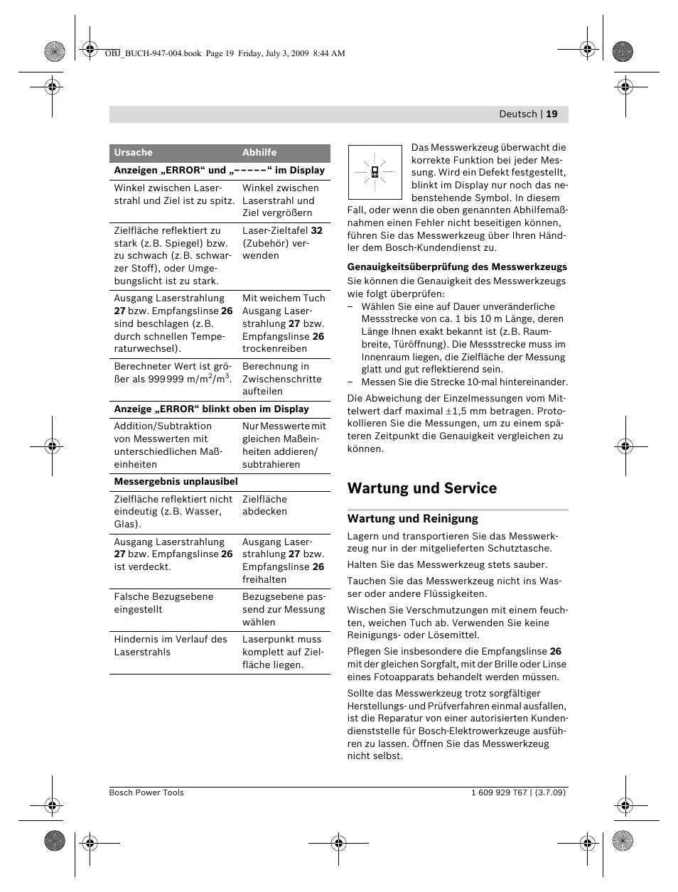 Wartung und service | Bosch GLM 150 Professional User Manual | Page 19 / 440