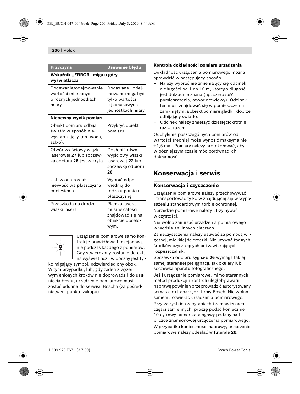 Konserwacja i serwis | Bosch GLM 150 Professional User Manual | Page 200 / 440