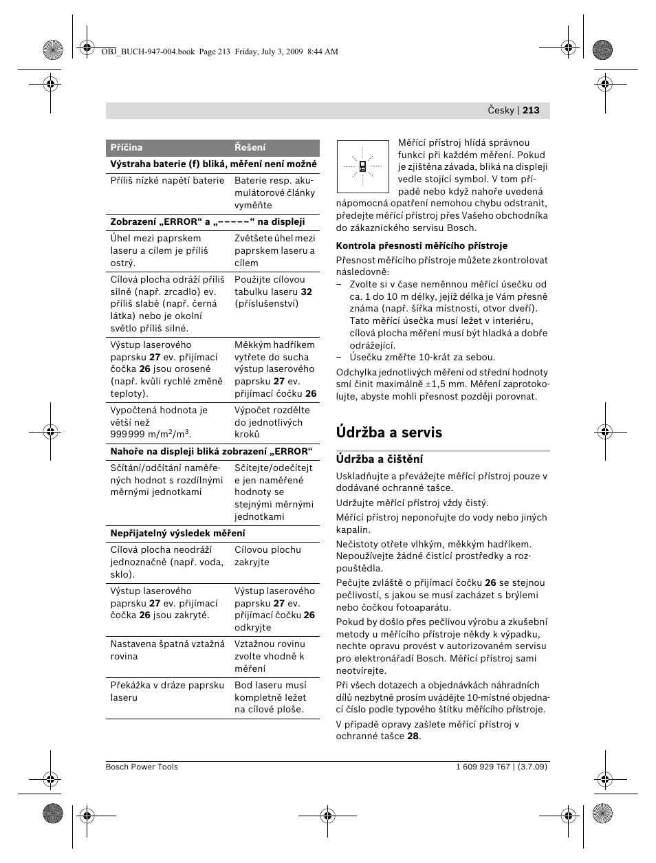 Údržba a servis | Bosch GLM 150 Professional User Manual | Page 213 / 440