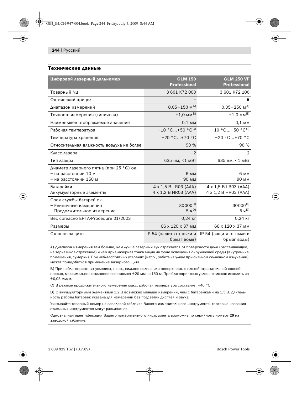 Bosch GLM 150 Professional User Manual | Page 244 / 440