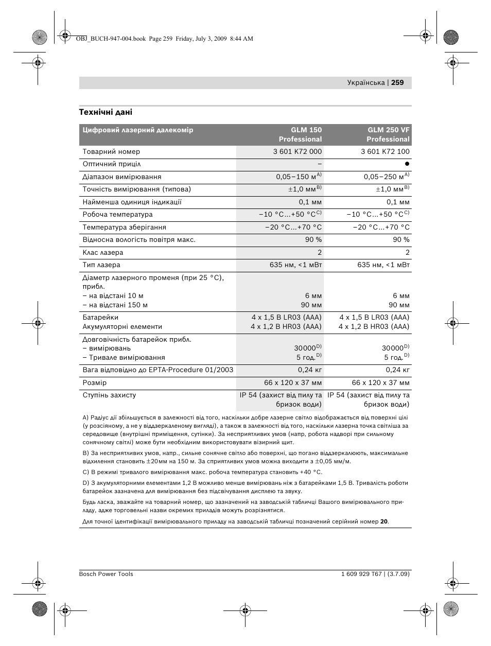 Bosch GLM 150 Professional User Manual | Page 259 / 440