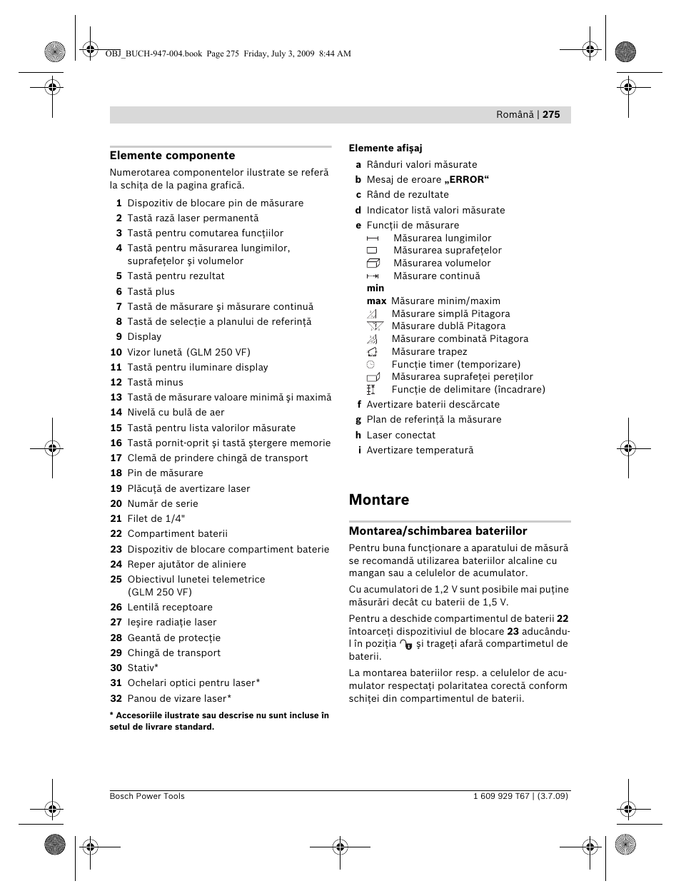 Montare | Bosch GLM 150 Professional User Manual | Page 275 / 440