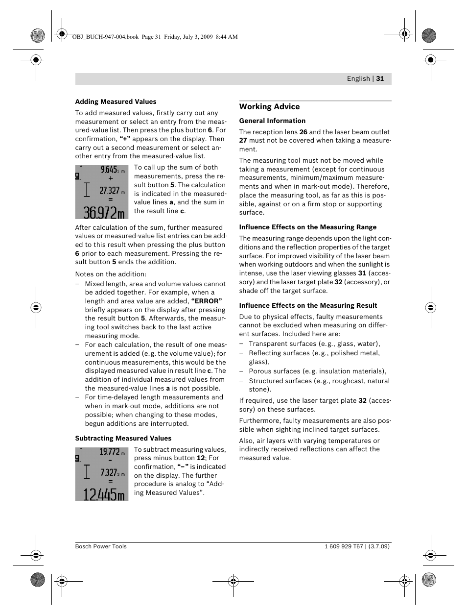 Bosch GLM 150 Professional User Manual | Page 31 / 440