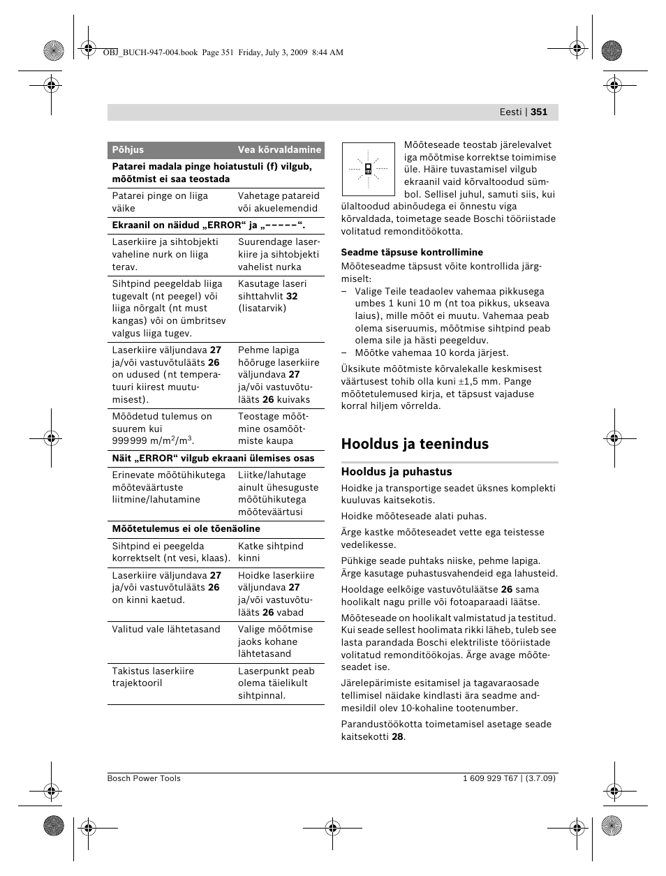 Hooldus ja teenindus | Bosch GLM 150 Professional User Manual | Page 351 / 440