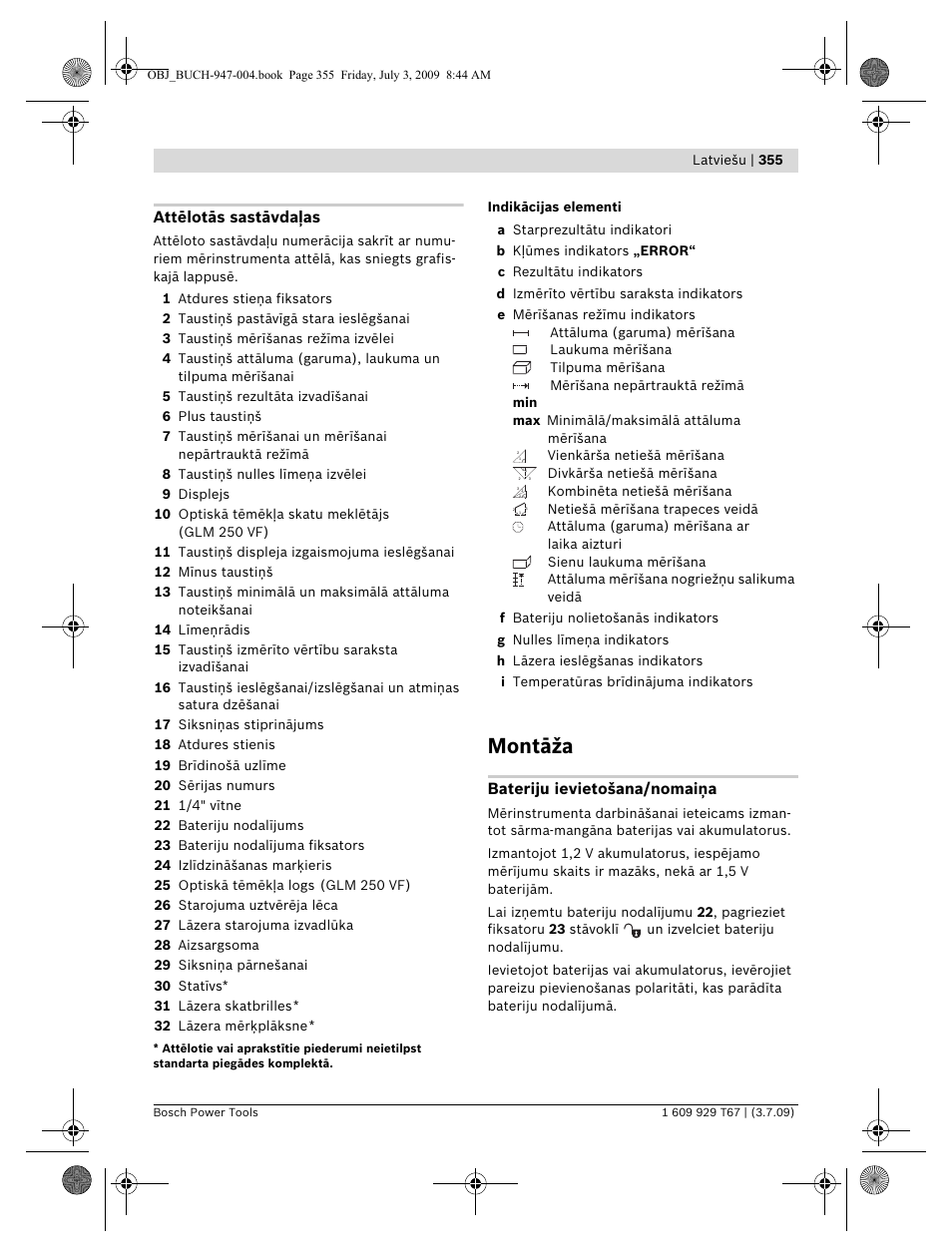 Montāža | Bosch GLM 150 Professional User Manual | Page 355 / 440