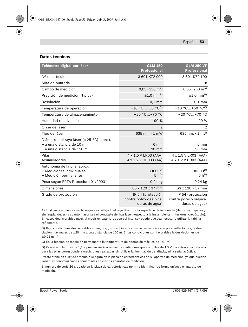 Bosch GLM 150 Professional User Manual | Page 53 / 440