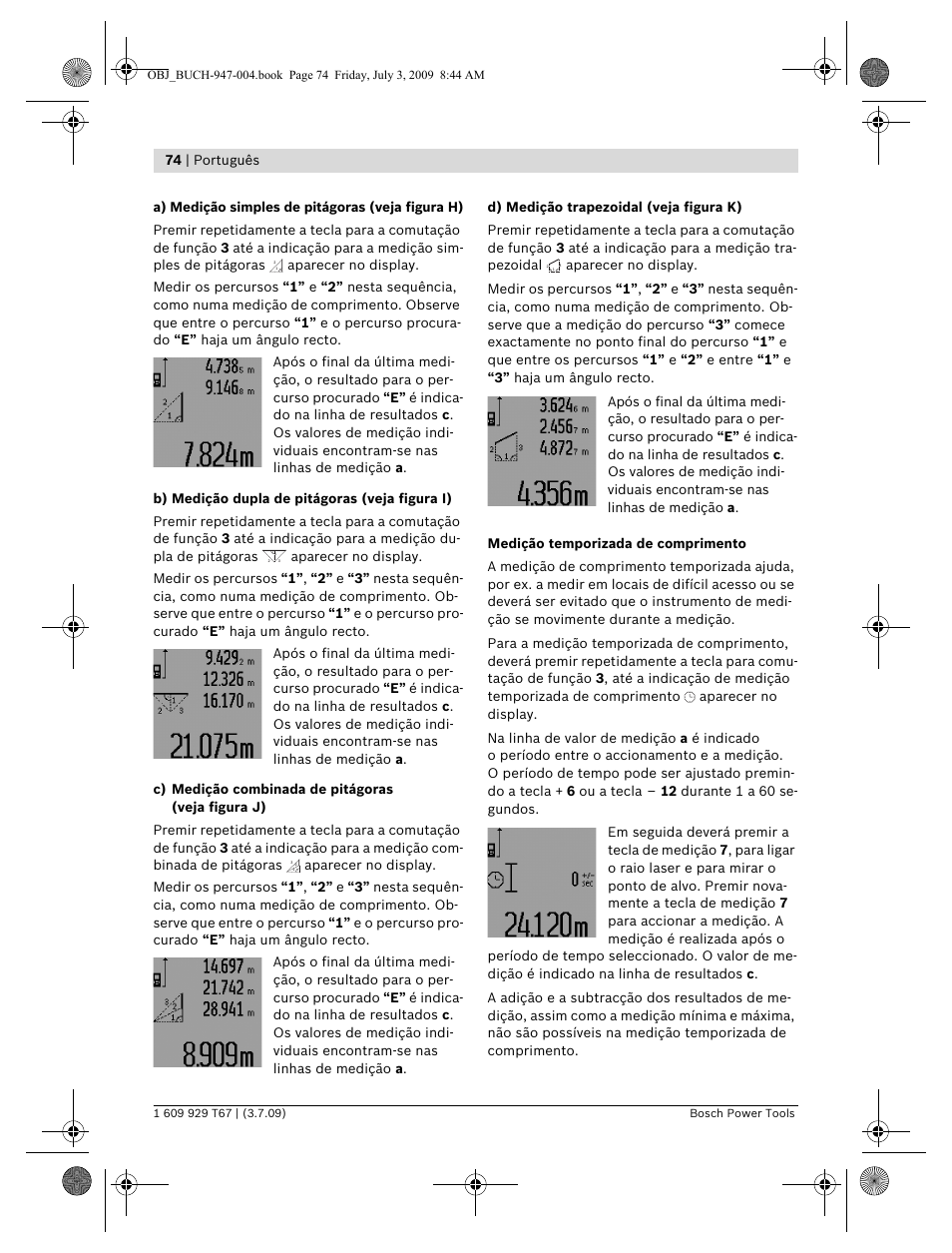 74 | português | Bosch GLM 150 Professional User Manual | Page 74 / 440