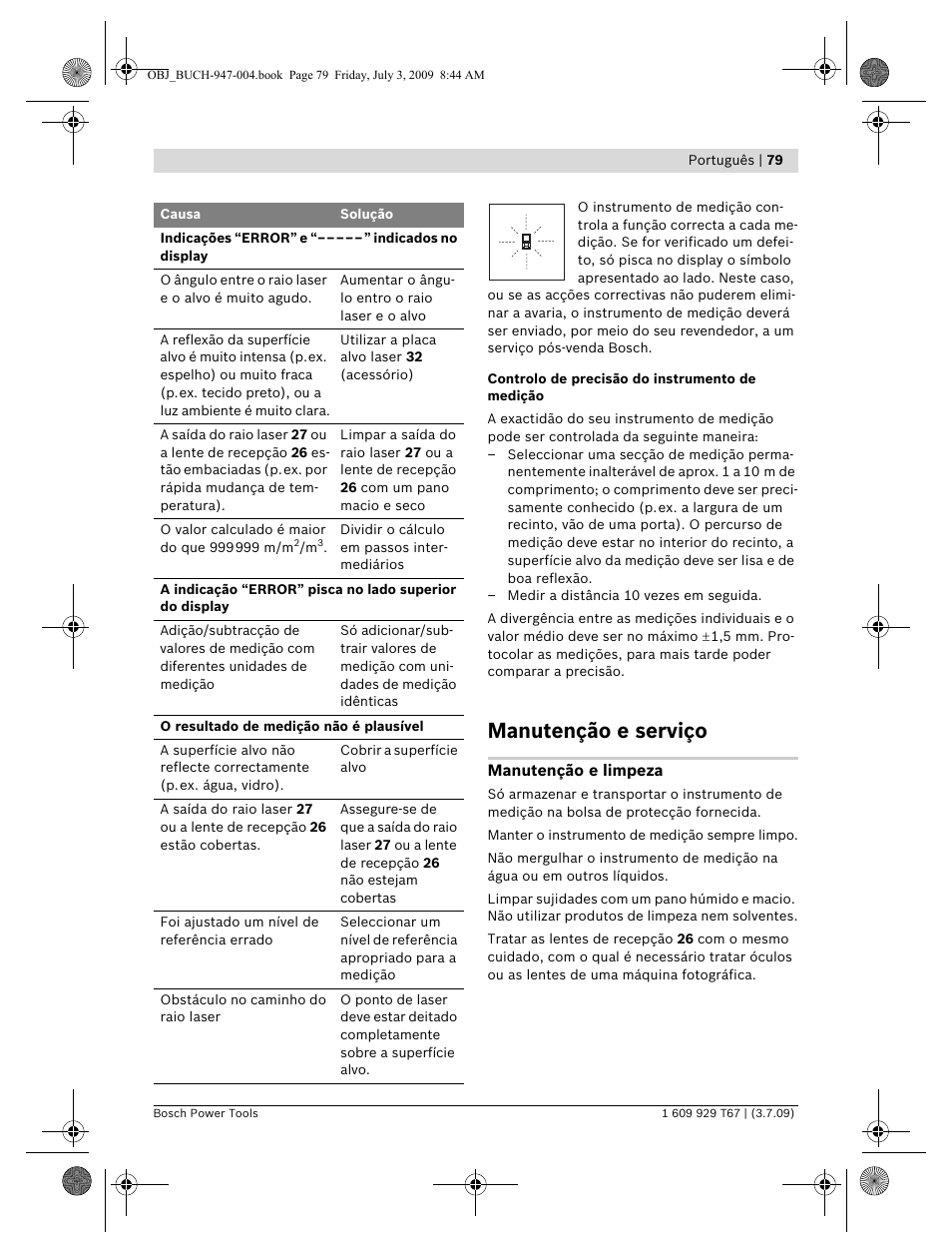 Manutenção e serviço | Bosch GLM 150 Professional User Manual | Page 79 / 440