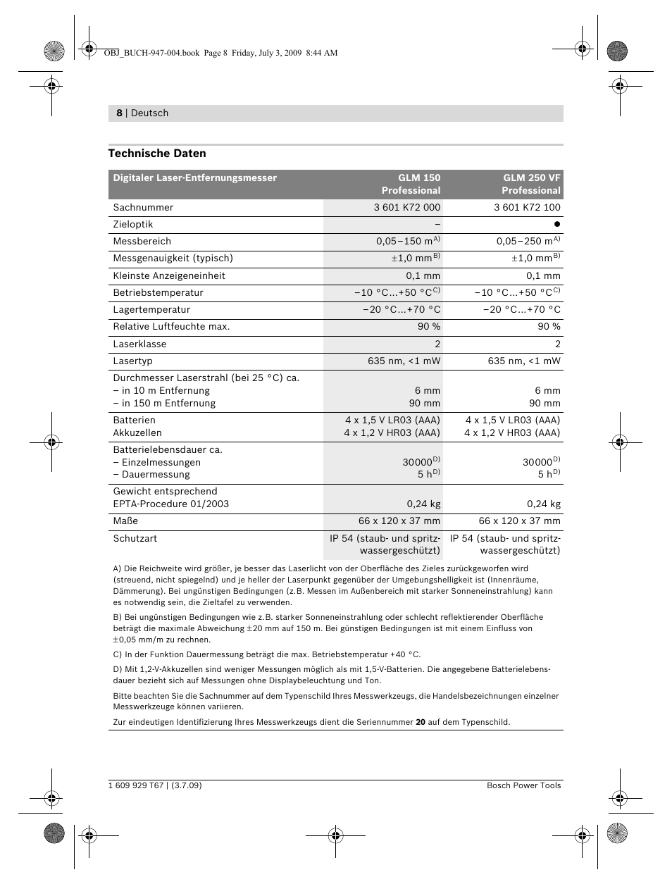 Bosch GLM 150 Professional User Manual | Page 8 / 440