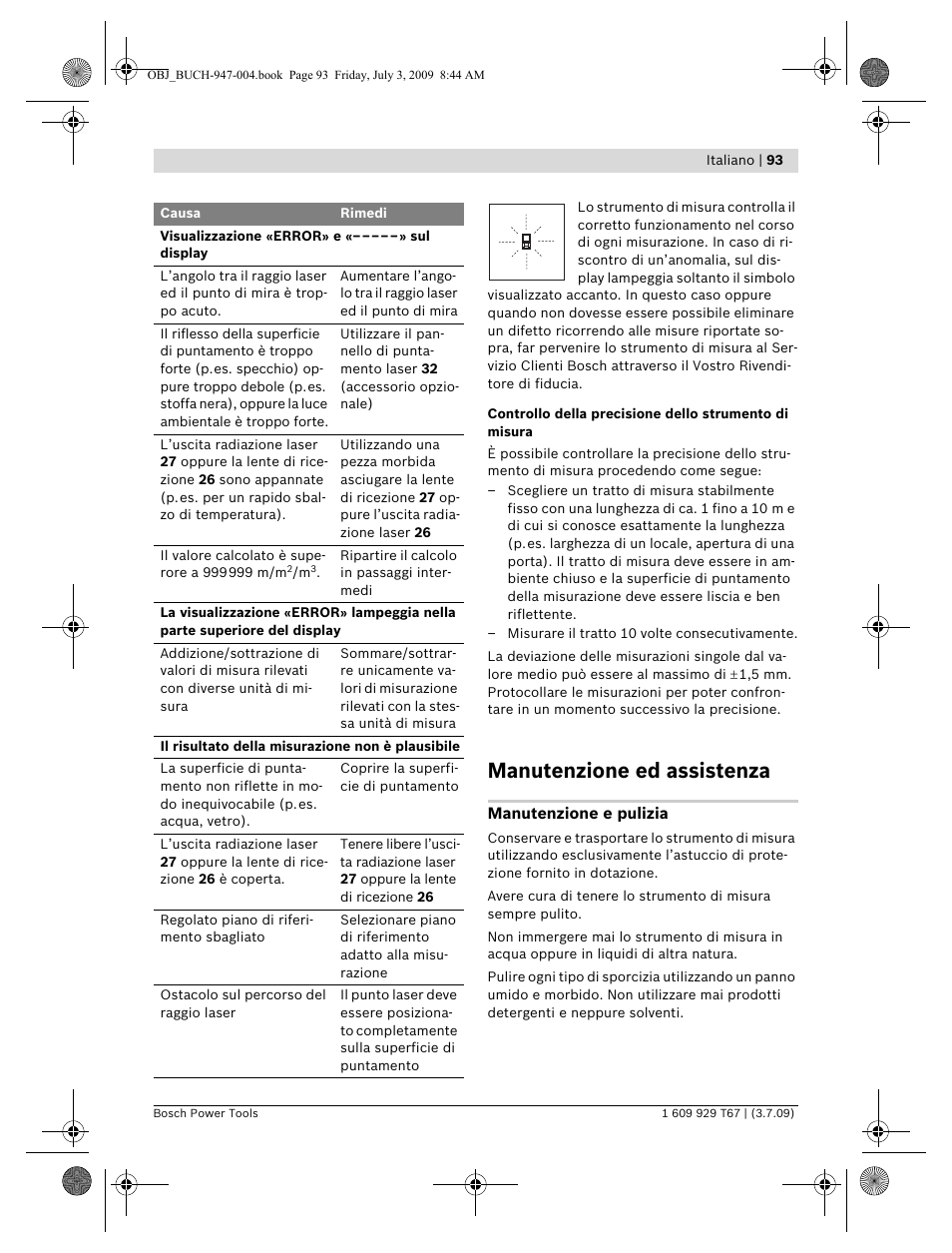 Manutenzione ed assistenza | Bosch GLM 150 Professional User Manual | Page 93 / 440