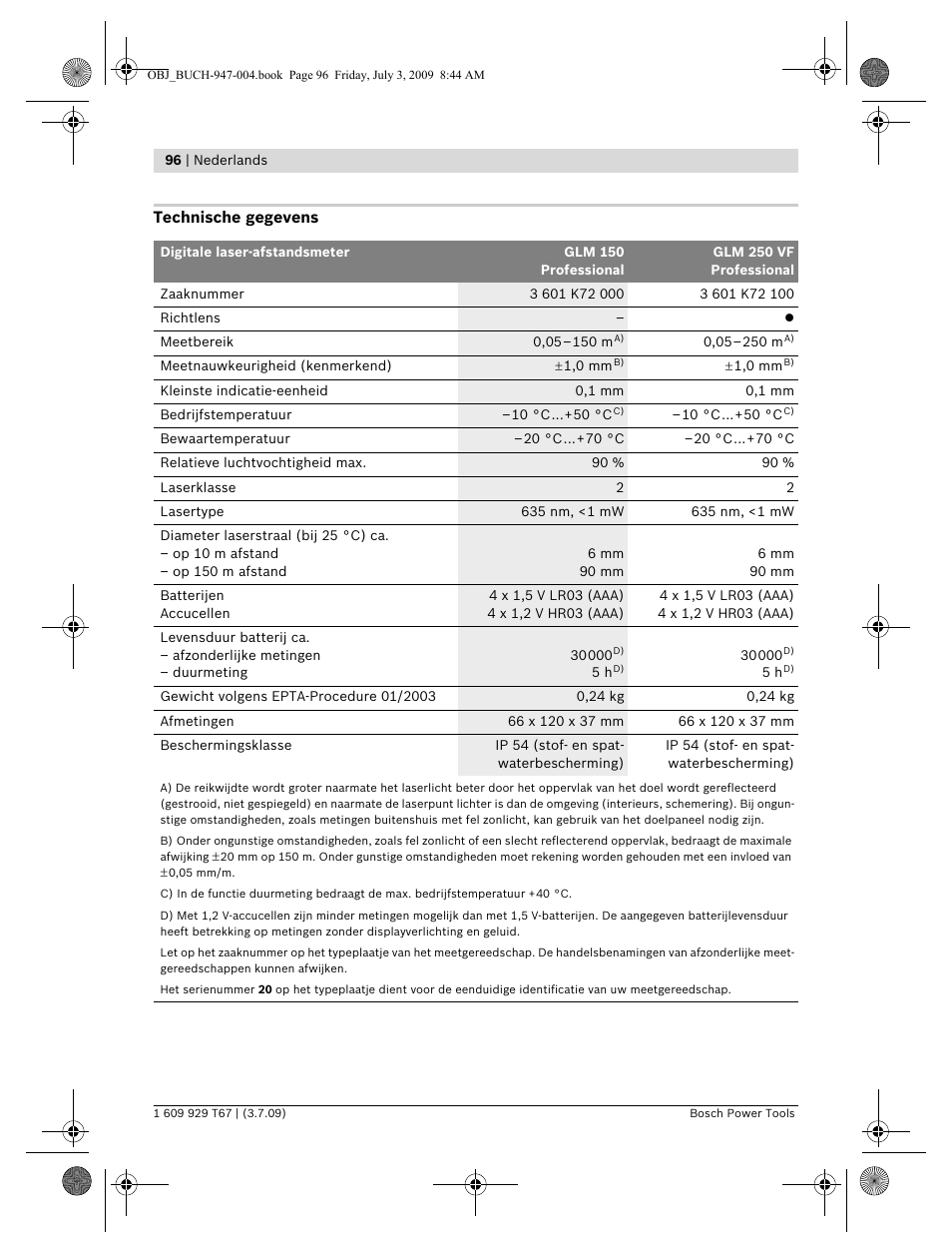 Bosch GLM 150 Professional User Manual | Page 96 / 440