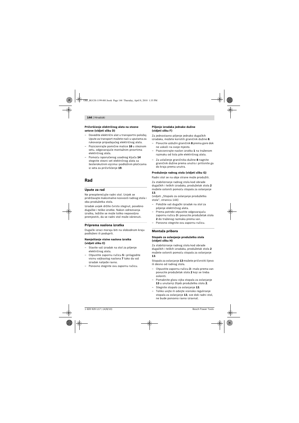 Bosch GTA 3800 Professional User Manual | Page 144 / 171