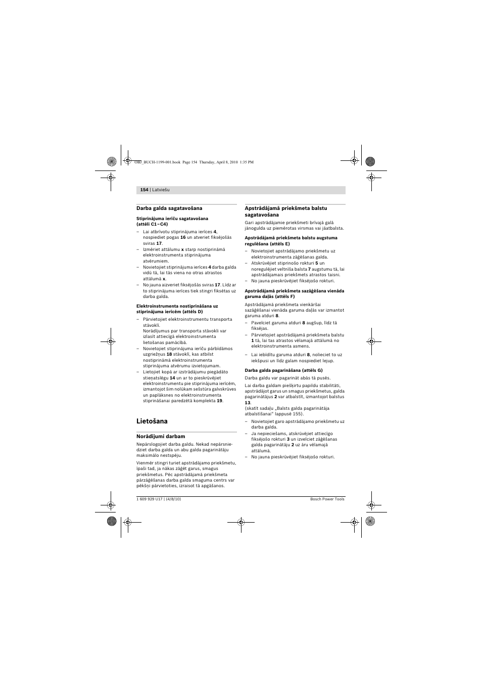 Lietošana | Bosch GTA 3800 Professional User Manual | Page 154 / 171