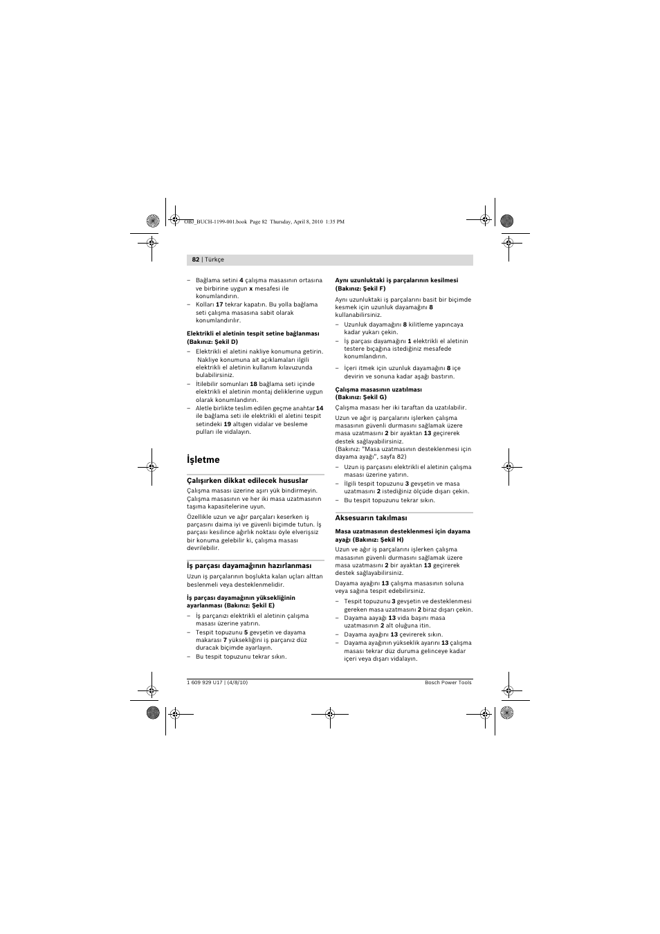 Işletme | Bosch GTA 3800 Professional User Manual | Page 82 / 171