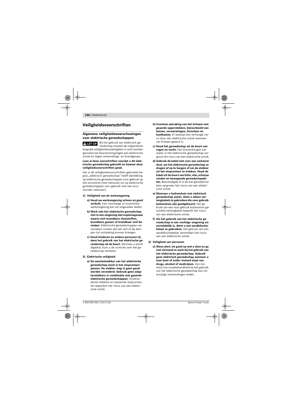 Veiligheidsvoorschriften | Bosch GCM 10 SD Professional User Manual | Page 144 / 630