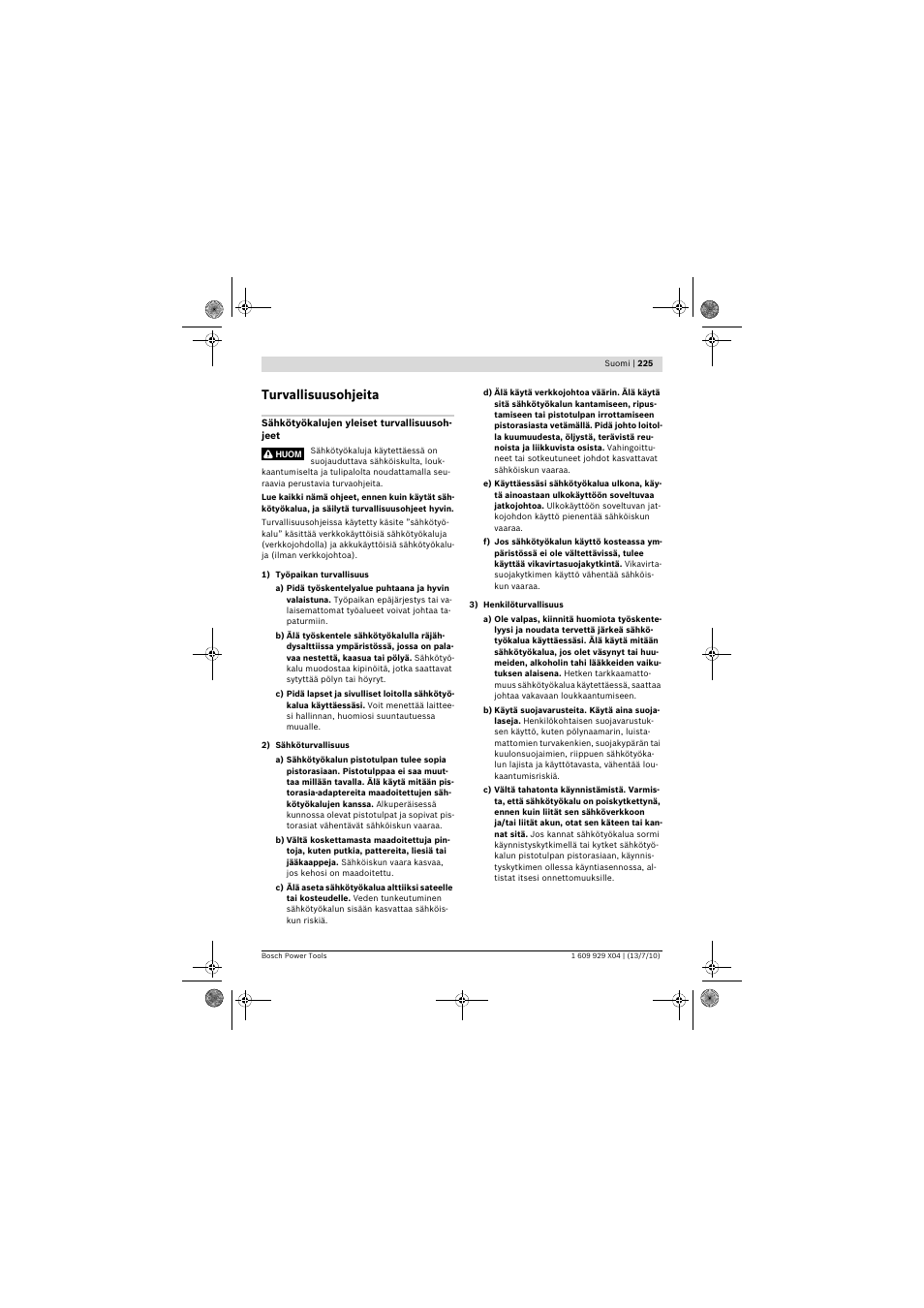 Turvallisuusohjeita | Bosch GCM 10 SD Professional User Manual | Page 225 / 630