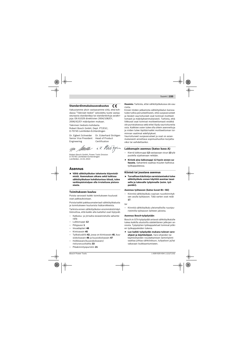 Asennus | Bosch GCM 10 SD Professional User Manual | Page 233 / 630