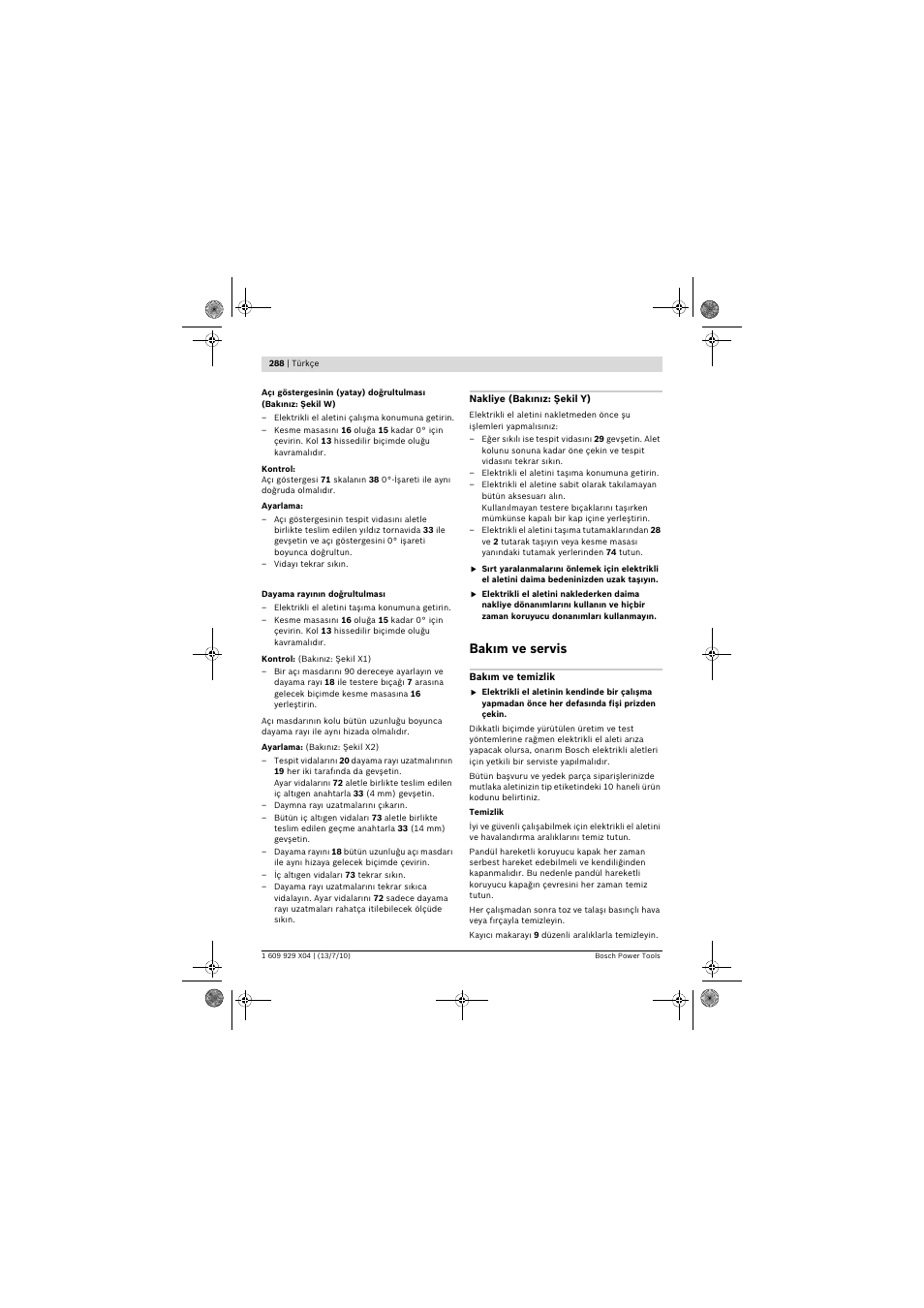 Bak m ve servis | Bosch GCM 10 SD Professional User Manual | Page 288 / 630